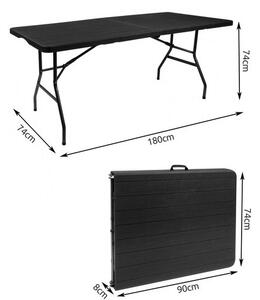 Masă de grădină pliabilă 180 cm – Neagră, pentru catering și picnic