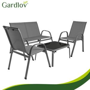 Set mobilier balcon Gardlov – Masă și scaune pentru terasă și grădină, gri