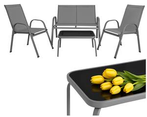 Set mobilier balcon Gardlov – Masă și scaune pentru terasă și grădină, gri
