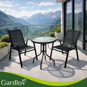 Set mobilier balcon Gardlov – Masă cu 2 scaune pentru terasă și grădină, negru
