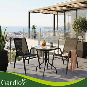 Set mobilier balcon Gardlov – Masă cu 2 scaune pentru terasă și grădină, negru