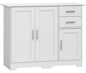 HOMCOM Bufet Modern din Lemn cu 2 Sertare și 2 Dulapuri, 100x40x78 cm, Alb | Aosom Romania