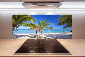Sticlă printata bucătărie plaja Mauritius