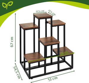 Suport pentru flori cu 6 rafturi și jardinieră - raft din lemn pentru ghivece Gardlov 67 cm