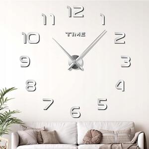 Ceas decorativ de perete Ruhhy - DIY cu efect de oglindă 3D, dimensiune reglabilă 60-130 cm, Argintiu