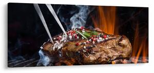 Tablou cu steac pe grill (120x50 cm)