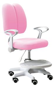 Scaun reglabil cu suport pentru picioare si curele, roz alb, ANAIS Roz