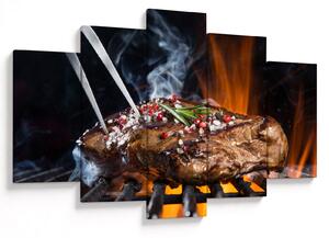 Tablou cu steac pe grill (150x105 cm)