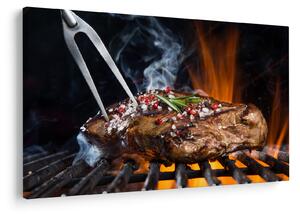 Tablou cu steac pe grill (90x60 cm)
