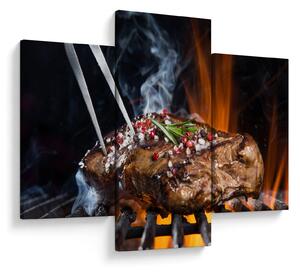 Tablou cu steac pe grill (90x60 cm)