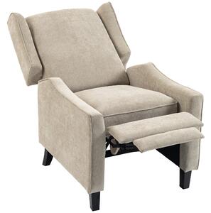 HOMCOM Fotoliu Recliner Manual 155° cu Suport pentru Picioare, Șezut Gros, Material Tip In, Maro Deschis | Aosom Romania