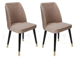 Set 2 scaune HUGO-364 V2, bej/negru, stofa catifelata/lemn, 50x49x90 c
