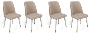 Set 4 scaune HUGO-407 V4, bej/alb, stofa catifelata/metal, 50x49x90 cm