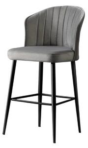 Set 4 scaune bar RUBI, gri/negru, stofa catifelata/metal, 52x42x97 cm