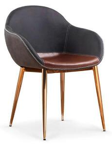 Scaun K304, gri/maro, piele ecologica/otel, 57x59x81 cm