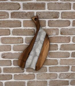 Tocător din stejar masiv cu inserție rășină „Marble Inlay” – 50x23 cm