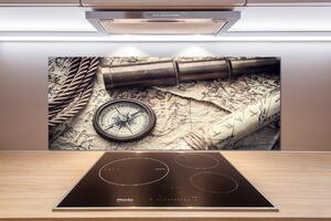 Panou sticlă decorativa bucătărie Compass Harta lupei