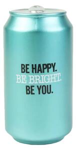 Pusculita decorativa Pufo din ceramica, Be happy, Be you, 14 cm, albastru