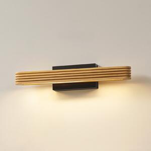 Lucande Aplică LED Lieske, 40 cm, lemn, negru, Lemn, Camera de zi / sufragerie, Lemn, Modern