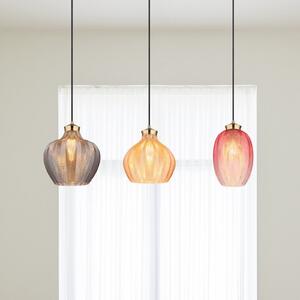 Globo Lampă suspendată Jessica, lungime 90 cm, colorată, 3 becuri, sticlă, reglabil, Multicolor, Camera de zi / sufragerie, Sticlă