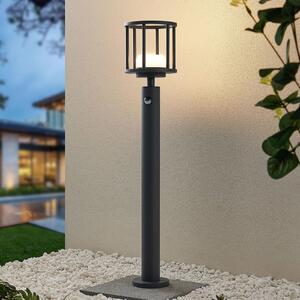 Lucande Berenike bornă luminoasă, 85 cm, detector de mișcare, GX53, reglabil, Gri, Aluminiu, Modern