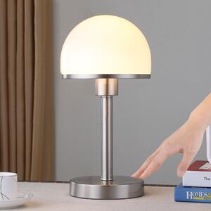 Lindby Jolie lampă masă funcție tactilă, abajur de sticlă, Gri, dormitor, Metal, Modern