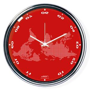 Ceas invers cu o hartă mondială 2 - roșu, diametru 32 cm | DSGN