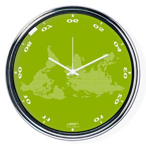 Ceas invers cu o hartă mondială 2 - verde, diametru 32 cm | DSGN