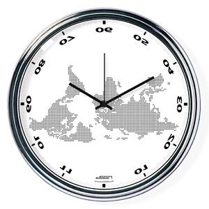Ceas invers cu o hartă mondială 2 - alb, diametru 32 cm | DSGN