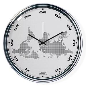 Ceas invers cu o hartă mondială 2 - gri deschis, diametru 32 cm | DSGN