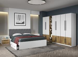 Set dormitor Alb cu Flagstaff Oak fara comoda - Sidney - C56