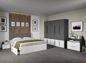 Set dormitor complet Gri Antracit cu Alb - Sidney - C41