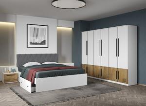 Set dormitor Alb cu Flagstaff Oak fara comoda - Sidney - C54