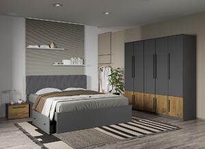 Set dormitor Gri cu Flagstaff Oak fara comoda- Sidney - C46