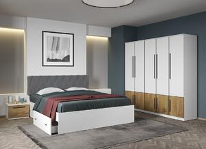 Set dormitor Alb cu Flagstaff Oak fara comoda - Sidney - C38