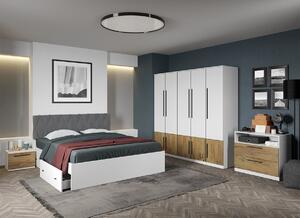 Set dormitor complet Alb cu Flagstaff Oak - Sidney - C37