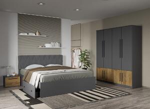 Set dormitor Gri cu Flagstaff Oak fara comoda - Sidney - C30