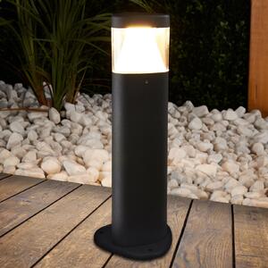 Lucande Lampă cu soclu LED Milou, înălțime 30 cm, antracit, aluminiu, Negru, Metal, Modern
