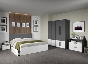 Set dormitor complet Gri Antracit cu Alb - Sidney - C25