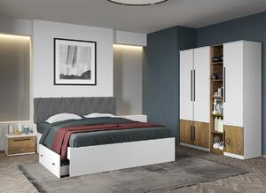 Set dormitor Alb cu Flagstaff Oak fara comoda - Sidney - C08
