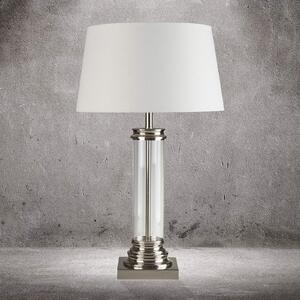 Lampă masă Pedestal, argintiu cu abajur crem