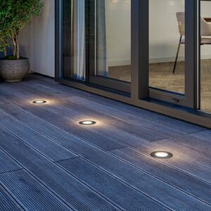 Lucande LED pentru încastrat în podea Ava, Ø 12 cm, rotund, IP67, Metalic, Sticlă, Modern, Corpuri de iluminat încastrate rotunde