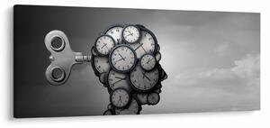 Tablou artistic cu cu cap și ceas (120x50 cm)