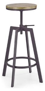 Scaun bar H64, stejar/gri inchis, 30x30x63/80 cm