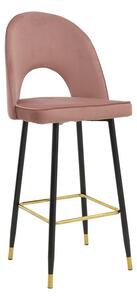 Scaun bar Casenio catifea mar rotteng negru si baza metalica aurie 48x50x117 cm