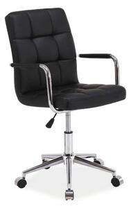 Scaun de birou Q-022, negru, piele ecologica/metal/plastic, 51x40x87/9