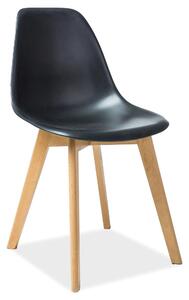 Scaun Moris, negru/stejar, plastic/lemn de fag, 46X38X85 cm