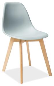 Scaun Moris, gri deschis/stejar, plastic/lemn de fag, 46X38X85 cm