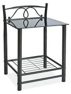 Noptiera ET920, negru, metal/sticla, 49x46x65 cm