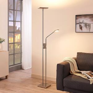 Lindby lampadar LED Jonne, unghiular, braț de citit, dimabil, 180 cm, reglabil, Metalic, Camera de zi / sufragerie, Metal, Modern, Lumină de lectură